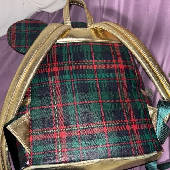 Loungefly Plaid Backpack with Gold Accents - Picture 2 of 2